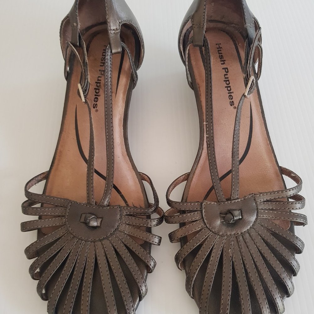 Hush Puppies Size 8C Eu 39 Leather Sandals Bronze Low Heel Womens Shoes - Picture 8 of 8